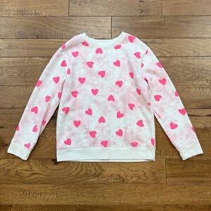 Cat & Jack Girls Tie Dye Pink Fluorescent Heart Sweatshirt - Size L (10/12)